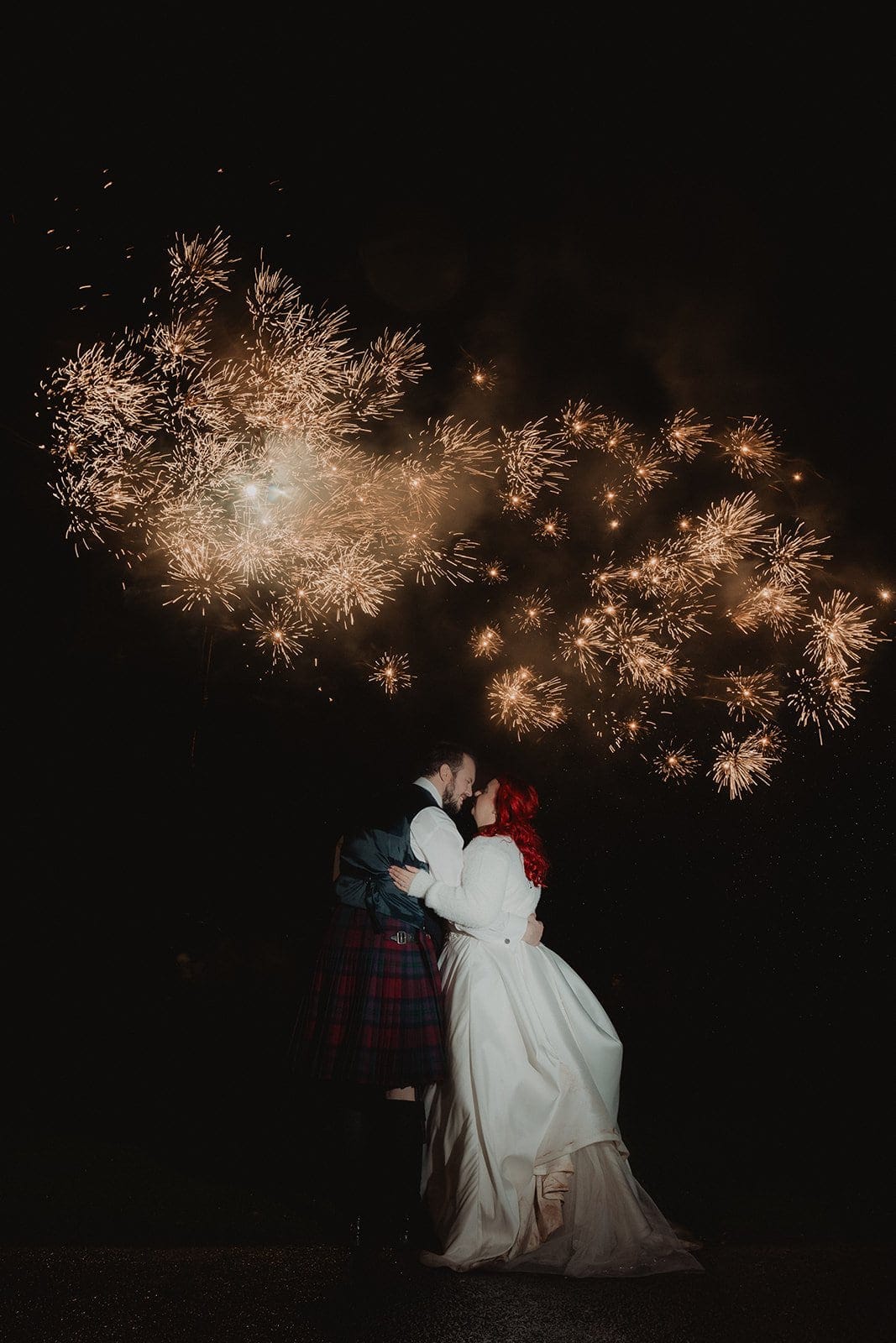 Fireworks over an evening kiss